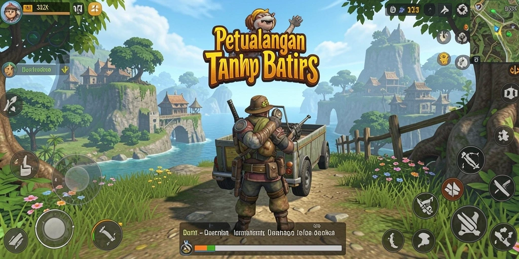 Screenshot gameplay 33ZK menampilkan aksi di dunia terbuka yang luas.