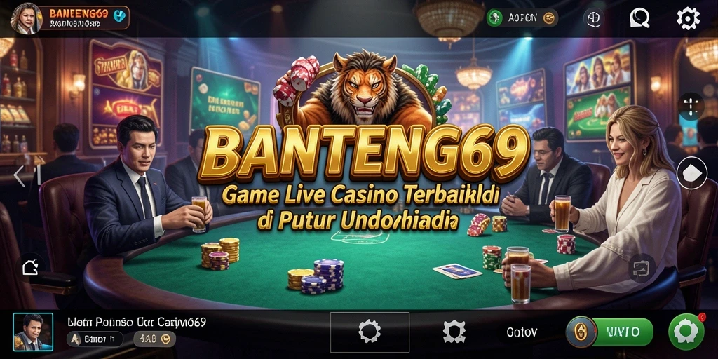 Screenshot BANTENG69 menampilkan dealer profesional dalam permainan Live Casino.