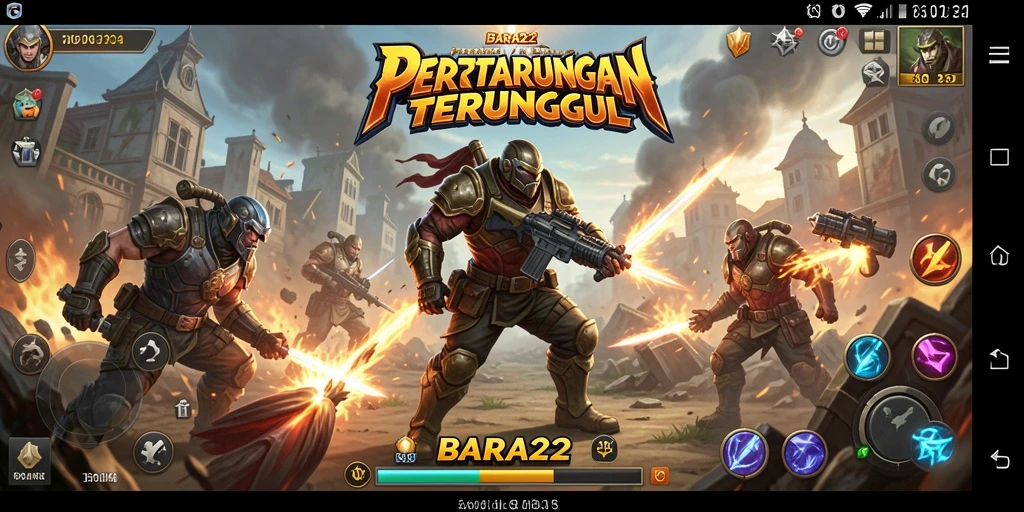 Screenshot gameplay BARA22 menampilkan pertarungan seru dan karakter keren.