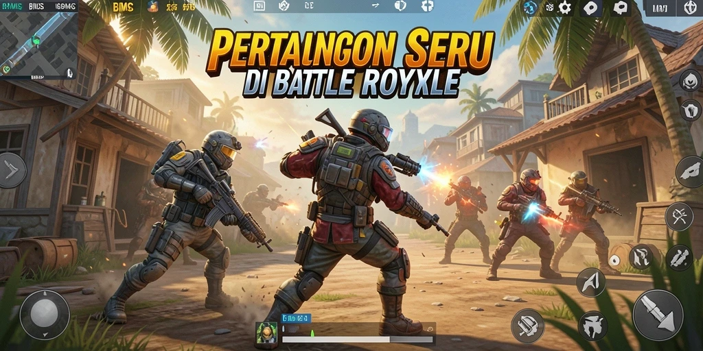 Tangkapan layar gameplay <strong>BIGMSG</strong> menunjukkan aksi seru dalam pertarungan Battle Royale.