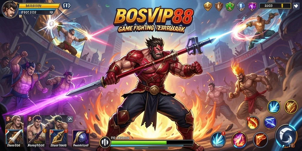 Tampilan gameplay mendebarkan dari BOSVIP88 dengan pertarungan yang intens.