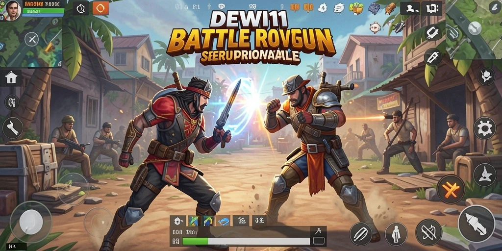 Screenshot gameplay DEWI11 menampilkan aksi pertempuran seru di arena Battle Royale.