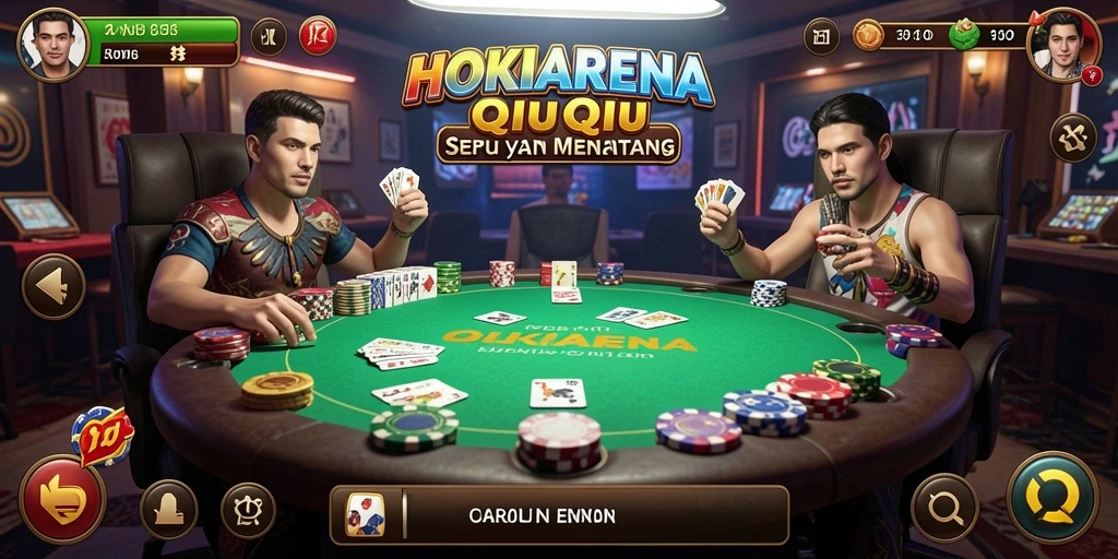 Tampilan gameplay menarik dari HOKIARENA dalam permainan QiuQiu.