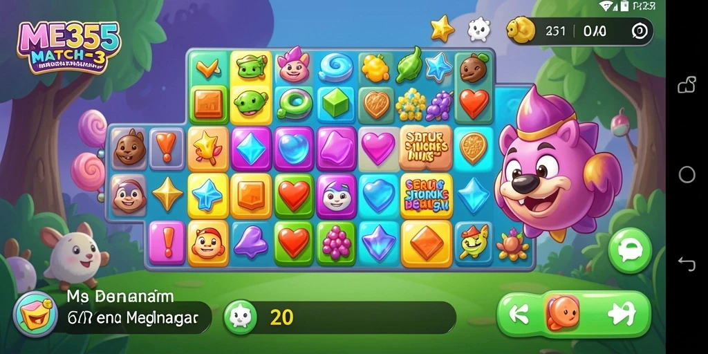 Screenshot gameplay ME355 yang menampilkan kombinasi warna cerah.