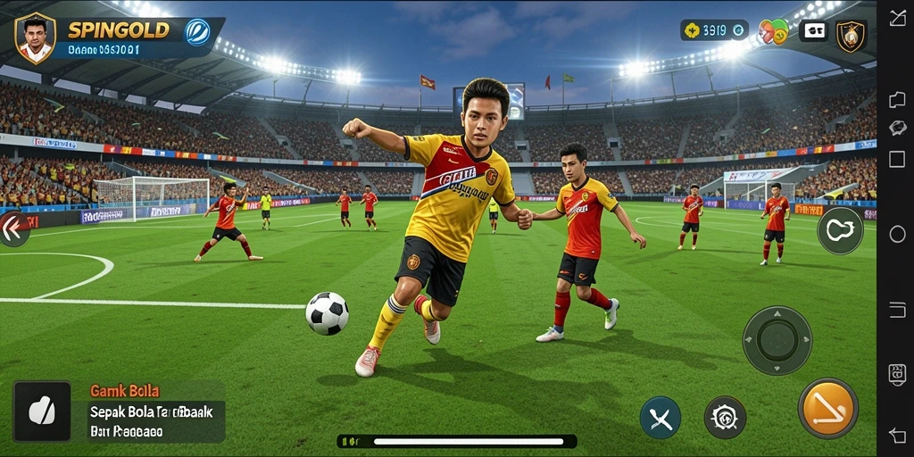 Tampilan aksi pertandingan sepak bola yang mendebarkan di SPINGOLD.