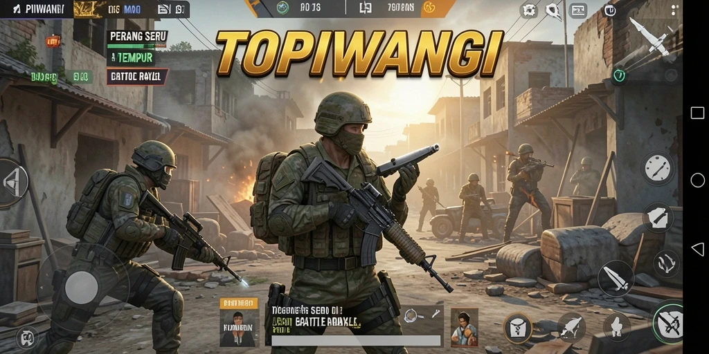 Gameplay seru TOPIWANGI dalam mode Battle Royale.
